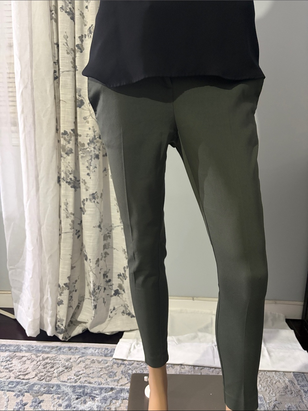 Womens cropped ankle Olive Green Slim Dress Pants